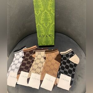 Gucci Logo Socks Set - Black, Brown, White